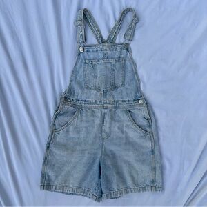 Light Wash Denim Overall Shorts